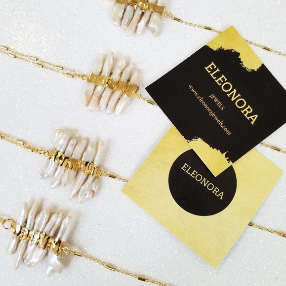 Freshwater pearl 24k gold elactroplated necklace - Picture 3 of 5